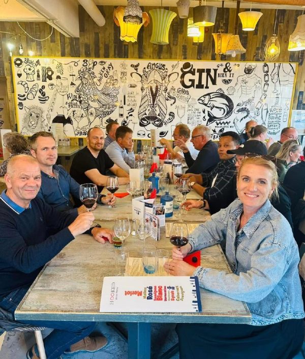 A group enjoying a wine tasting at the Taste of Sligo Food Tour